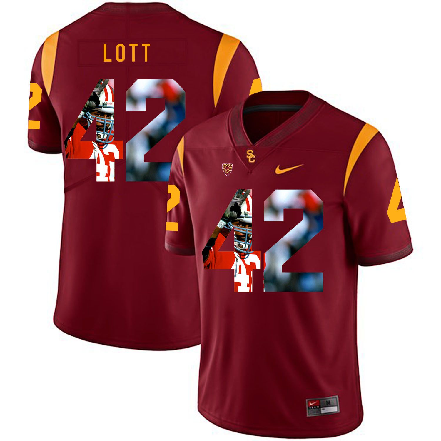 Men USC Trojans 42 Lott Red Fashion Edition Customized NCAA Jerseys